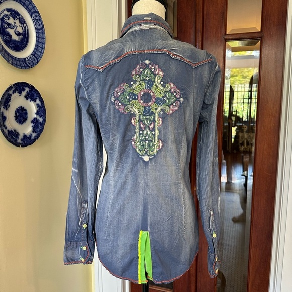 Roar | Western Button Down Shirt, Embroidery & Rhinestone Details, Size M - Picture 2 of 10